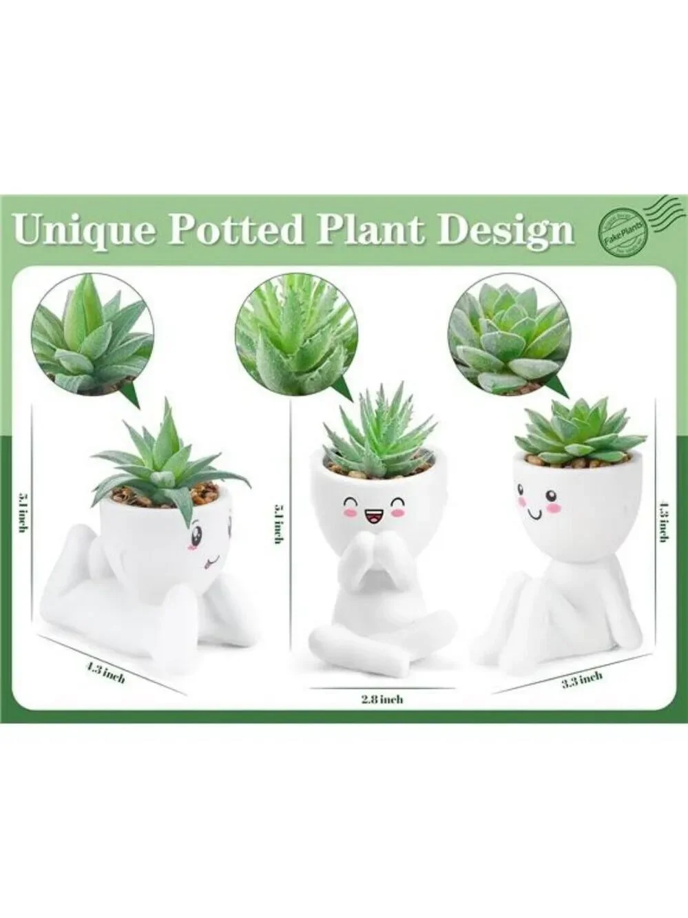Set of 3 Fake Succulent Plants Small Artificial Potted Greenery for Desk Home De